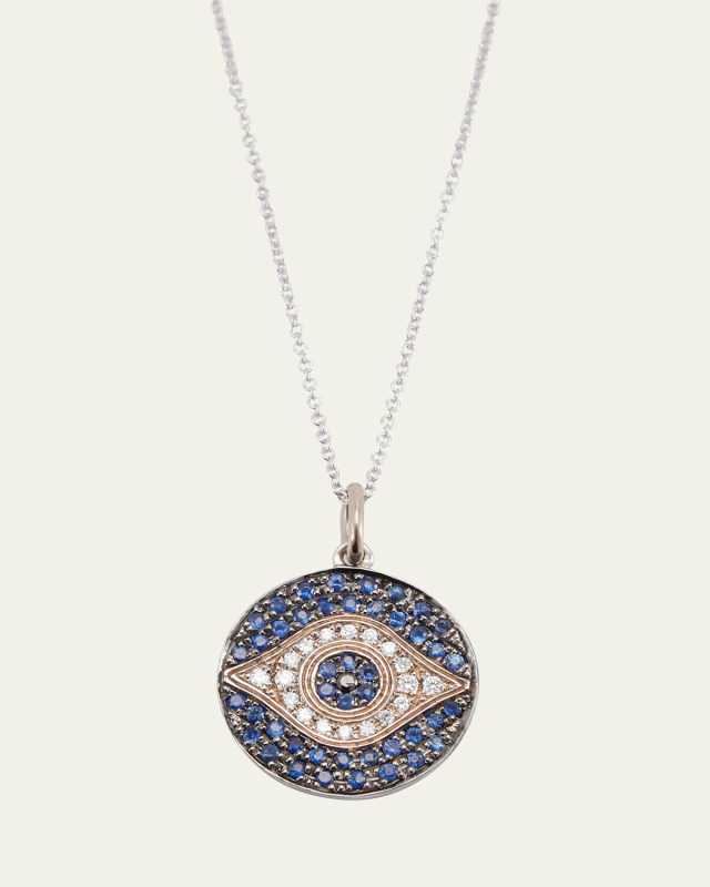 Little Dawn Blue Sapphire and Diamond 18K White Gold Necklace